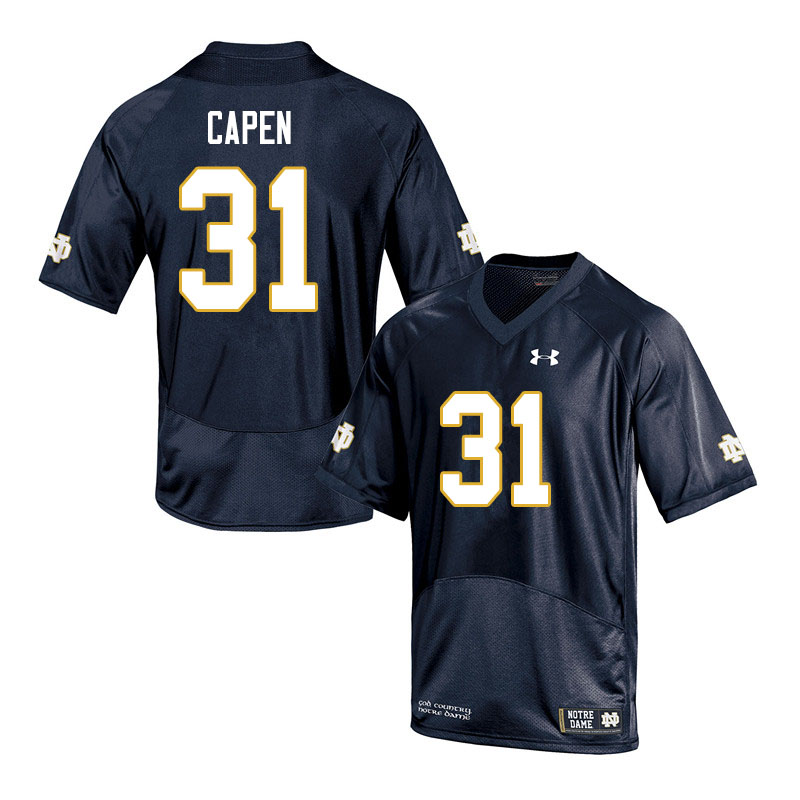 Men's NCAA Notre Dame Fighting Irish #31 Cole Capen Stitched College Under Armour Authentic Navy Football Jersey GQ10K15XJ